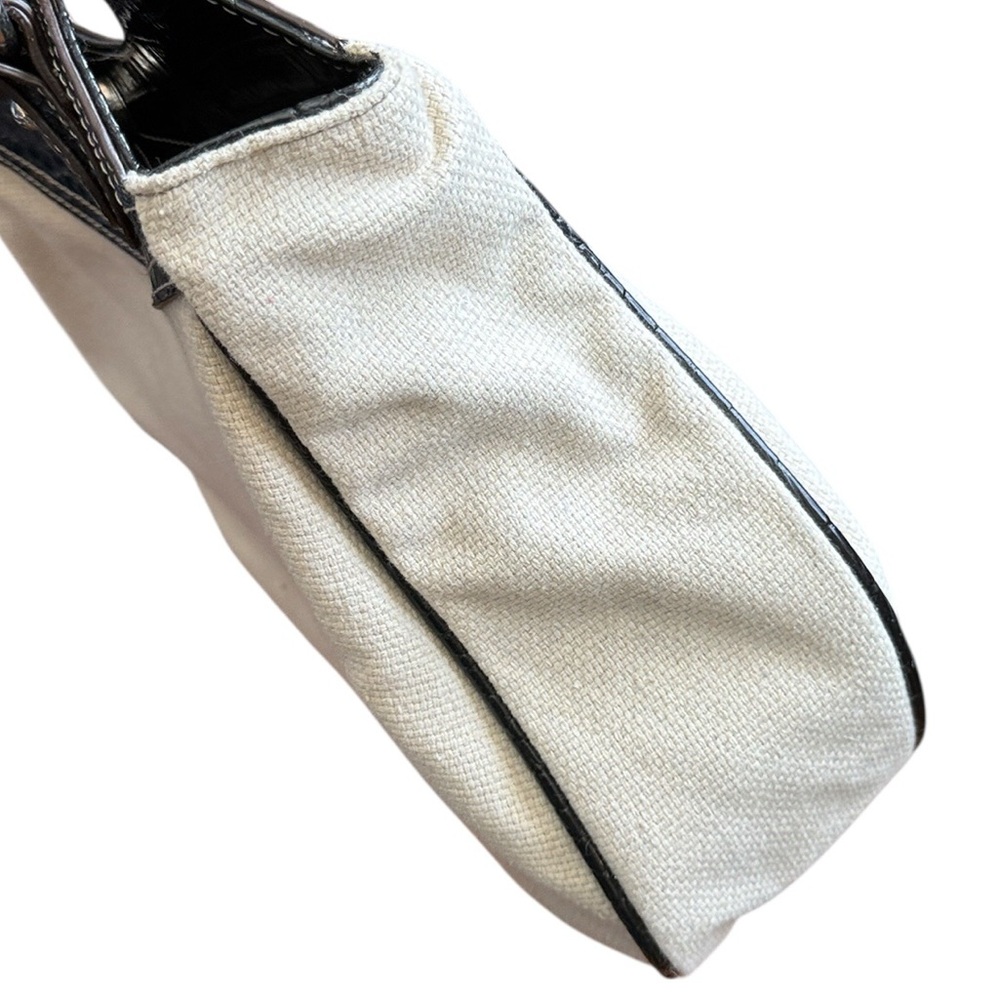 Nine West Y2K Ivory Woven Shoulder Bag Black Croc Patent Silver Buckle - Picture 5 of 16